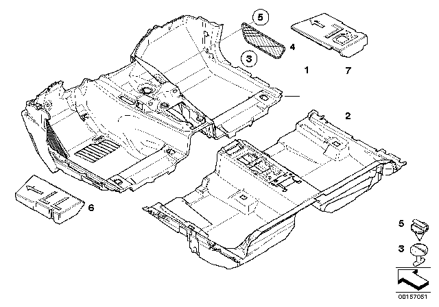 2008 BMW X3 Floor Covering Diagram