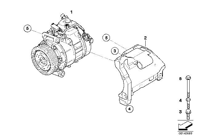 2007 BMW M6 Air Conditioning Compressor Mounting Parts Diagram
