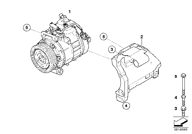 2008 BMW M5 Air Conditioning Compressor Mounting Parts Diagram