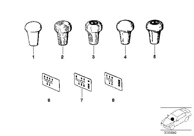 1978 BMW 530i Gear Shift Knobs Diagram