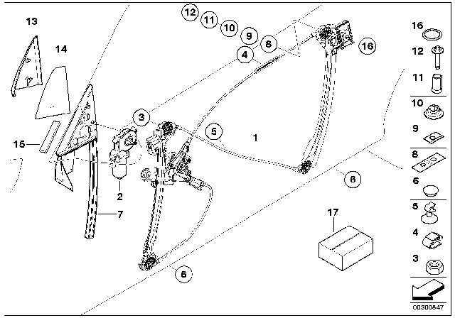 2006 BMW M3 Door Window Lifting Mechanism Diagram 1