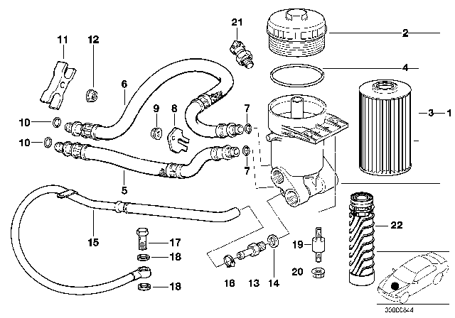 1996 BMW 840Ci Lubrication System - Oil Filter Diagram