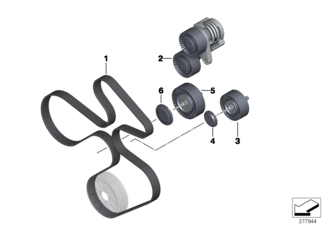 2014 BMW X1 Belt Drive-Alternator / AC / Power Steering Diagram