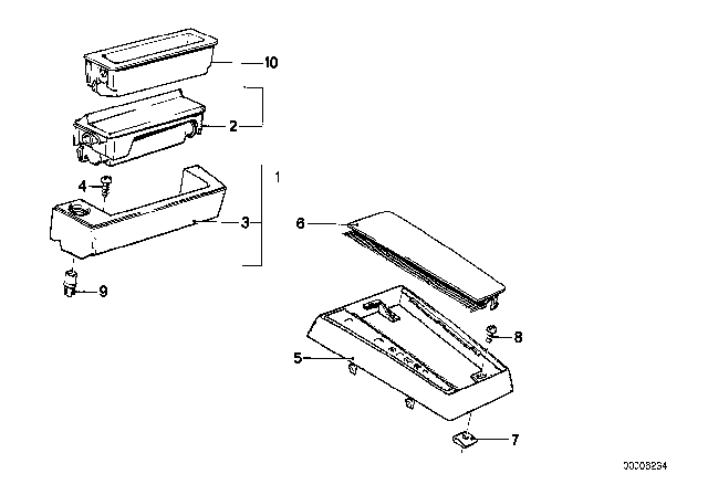 1985 BMW 524td Storing Partition - Ashtray Front Diagram