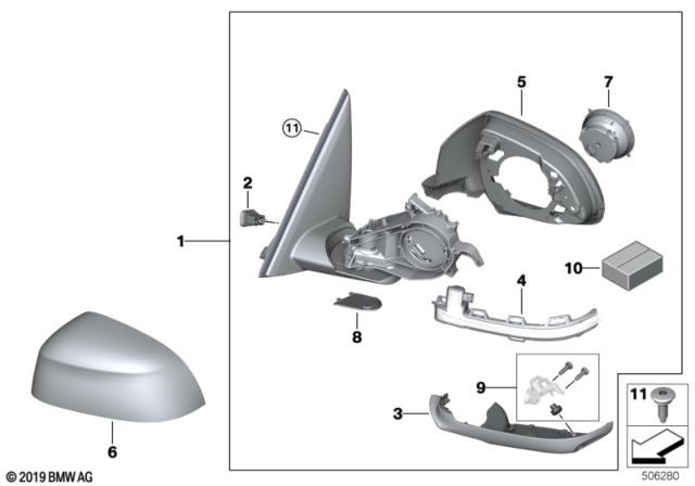 2020 BMW X7 Exterior Mirror Diagram