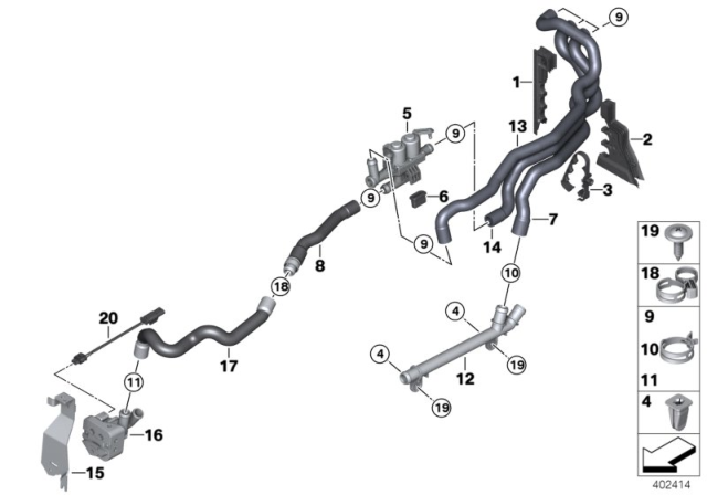 2013 BMW Alpina B7 xDrive Cooling Water Hoses Diagram