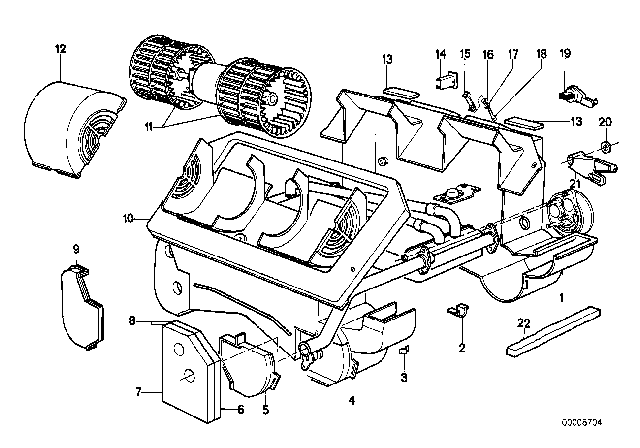 1983 BMW 320i Blower Unit Diagram for 64111354618