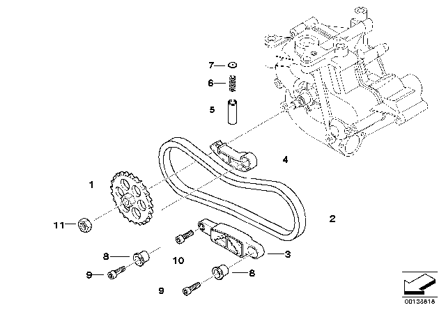 2010 BMW M3 Timing Chain Tensioner Diagram for 11417838523