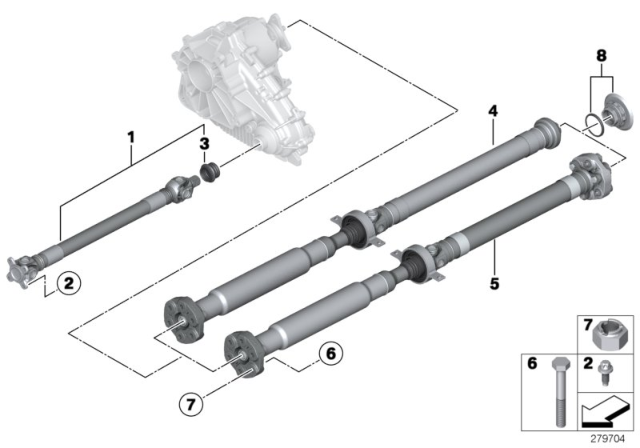 2012 BMW X6 M Rear Drive Shaft Assembly Diagram for 26107601050