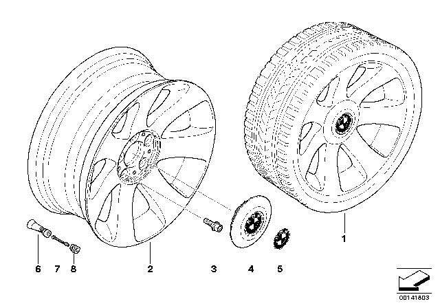 2006 BMW 760i BMW Light Alloy Wheel, Spider Spoke Diagram 2