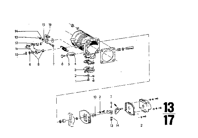 1975 BMW 3.0Si Throttle Housing Assy Diagram 1