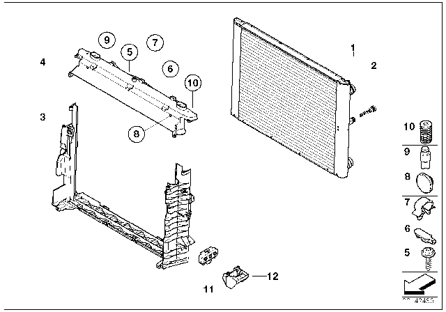 2009 BMW M6 Mounting Parts For Radiator Diagram