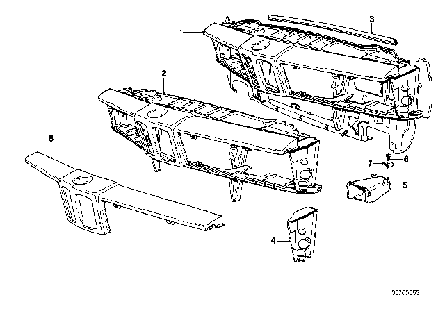 1978 BMW 633CSi Front Panel Diagram