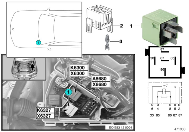 2007 BMW X3 Relay, Fuel Injectors Diagram