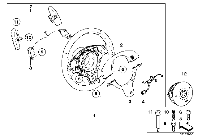 2006 BMW M3 M Sports Steering Wheel, Airbag Diagram 3