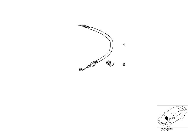 1998 BMW Z3 M Bowden Cable Leg-Room Diagram for 64118397723