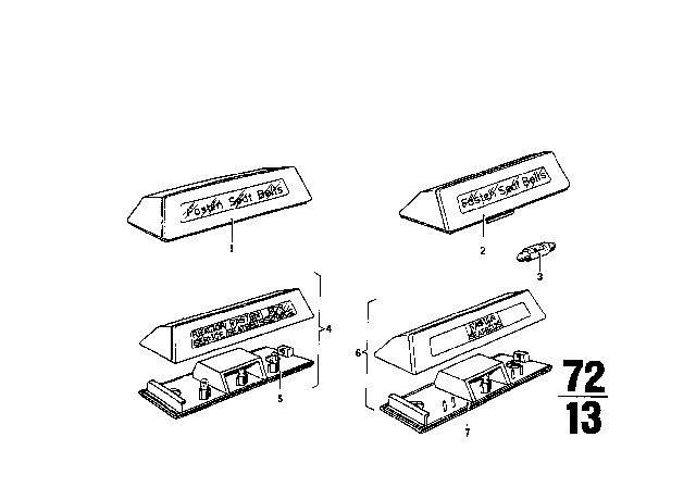 1970 BMW 2002 Safety Belt Warning Diagram 1