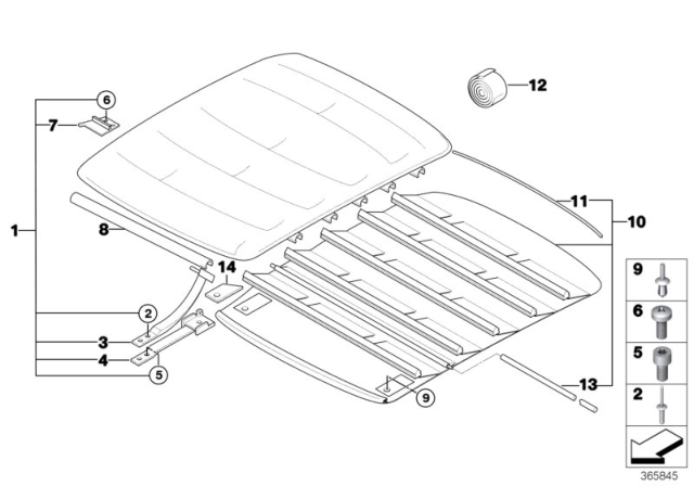 1996 BMW 318ti Cover, Folding Top Diagram for 54112267291