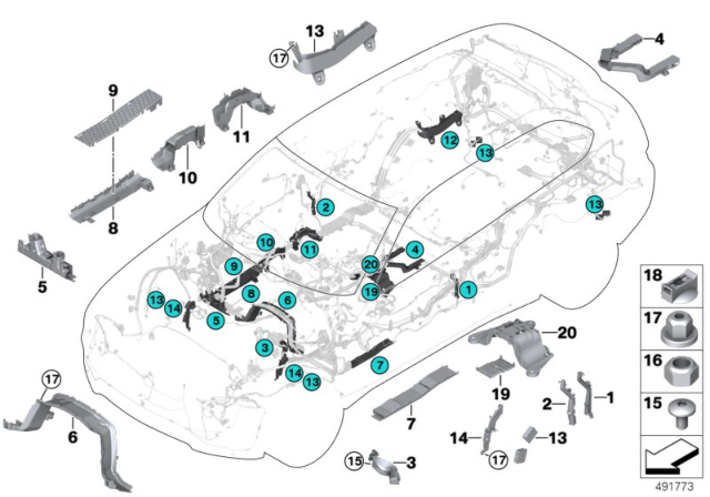 2015 BMW X5 Wiring Harness Covers / Cable Ducts Diagram