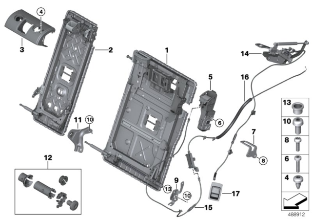 2020 BMW X3 M Seat, Rear, Seat Frame Diagram