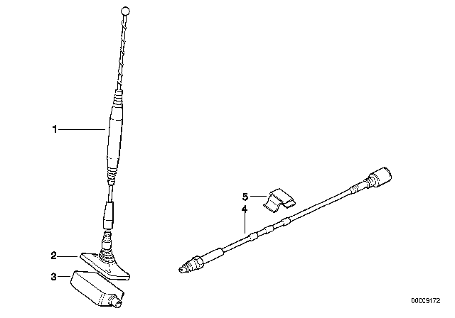 1998 BMW 740iL Rear Window Telephone Antenna Base Diagram for 84508375135