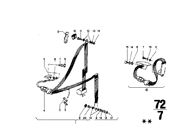 1971 BMW 2002tii Safety Belt Front Diagram