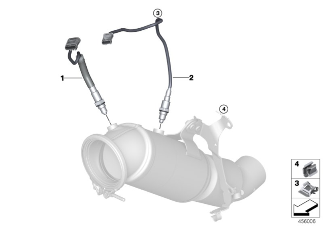 2017 BMW 540i Lambda Probe Fixings Diagram