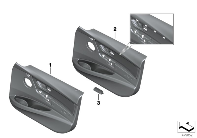 2017 BMW 330i xDrive DOOR TRIM PANEL, FABRIC, FRO Diagram for 51418069480