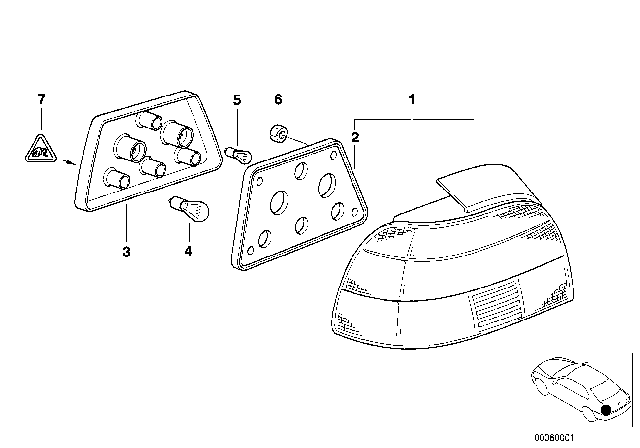 1997 BMW 528i Tail Light, Right Diagram for 63218363560