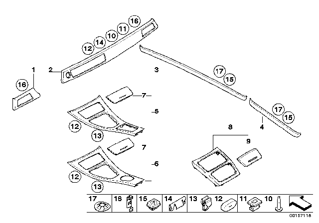 2009 BMW 328i Interior Trim Finishers Diagram 1