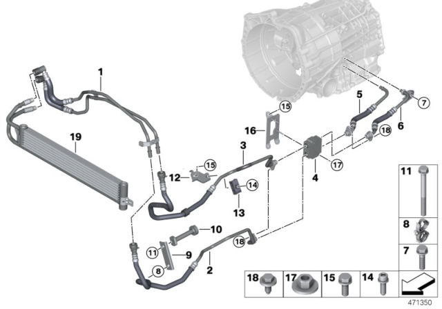 2017 BMW M2 Transmission Oil Cooler Line / Heat Exchanger Diagram