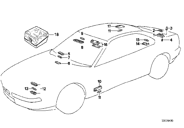 1997 BMW 840Ci Various Lamps Diagram 1