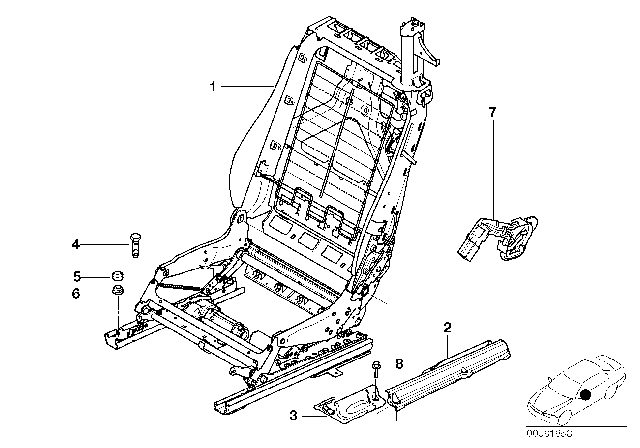 2004 BMW M3 Front Seat Backrest Frame Diagram