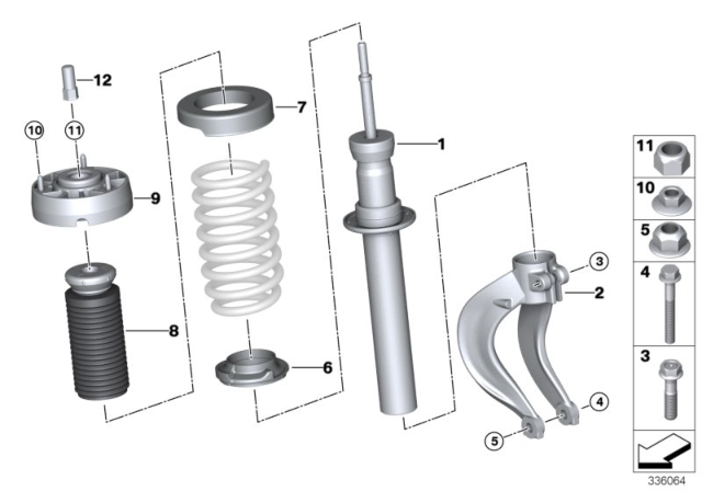 2014 BMW X5 Mounting Parts For Front Spring Strut Diagram