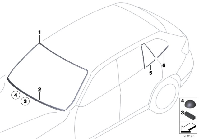 2014 BMW X1 Glazing, Mounting Parts Diagram