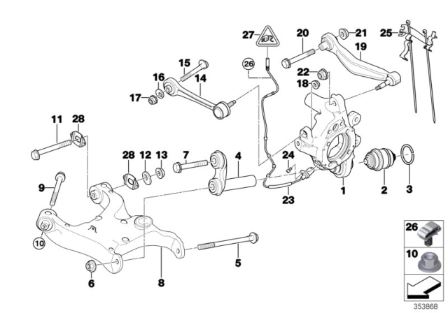 2008 BMW 750Li Control Arm Repair Kit, Left Diagram for 33322348885