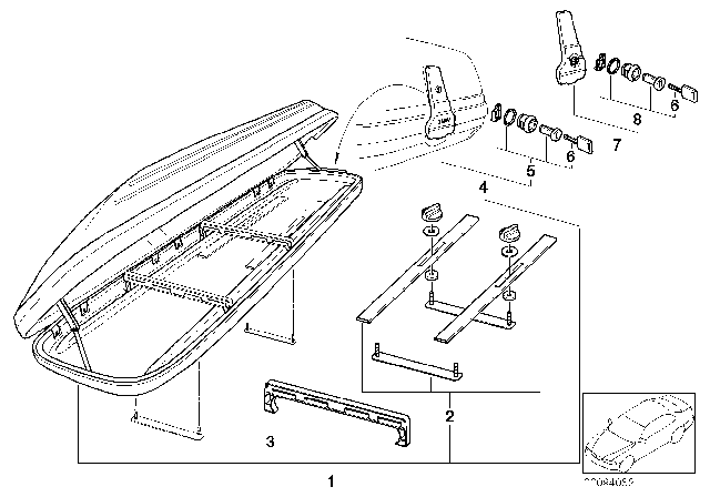 1990 BMW 735i Multi-Purpose Roof Box Diagram
