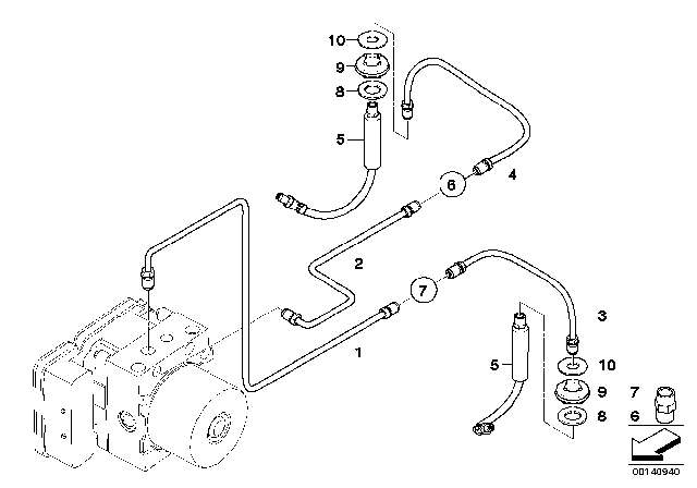 2006 BMW M6 Brake Pipe, Rear Diagram