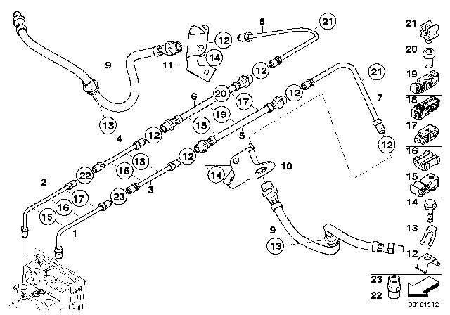 2010 BMW X5 Brake Hose, Left Diagram for 34326853745