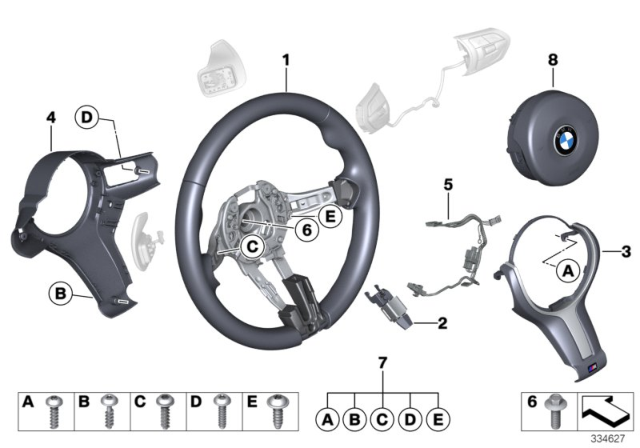 2015 BMW 328i xDrive M Sports Steering Wheel, Airbag Diagram