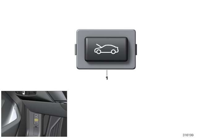 2020 BMW i3 Switch, Engine Compartment Lid Release Diagram for 61319312899