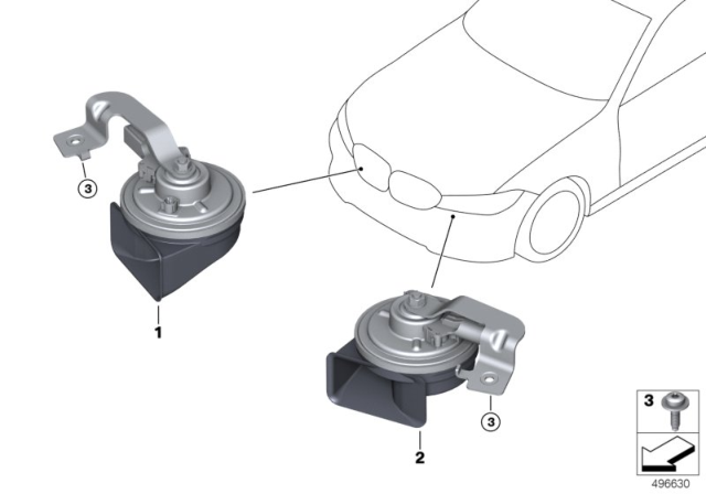 2019 BMW 330i HORN, LOW PITCH Diagram for 61337492206