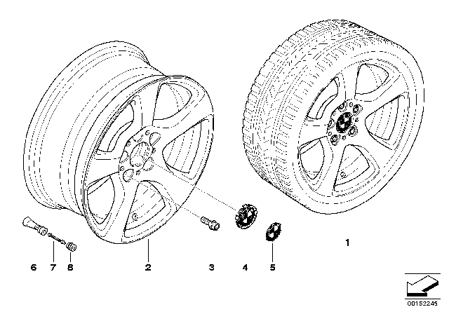 2008 BMW 328xi BMW Light Alloy Wheel, Spider Spoke Diagram 2