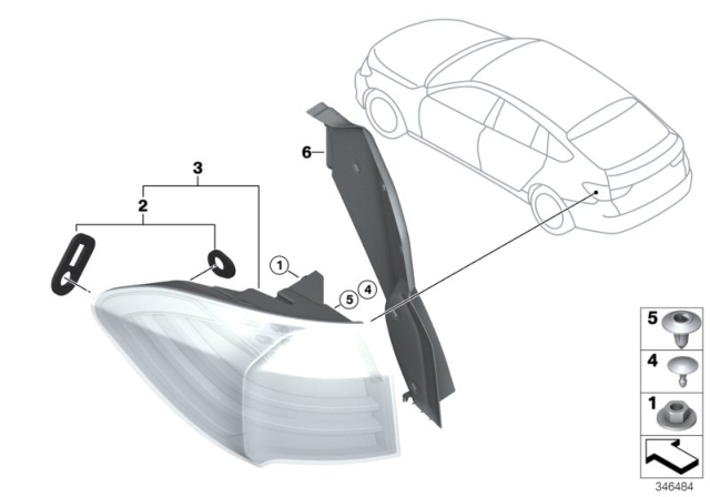 2016 BMW 535i GT Rear Light Diagram 1