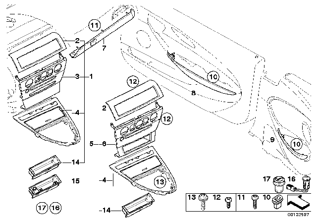 2007 BMW M6 Interior Trim Strips Diagram