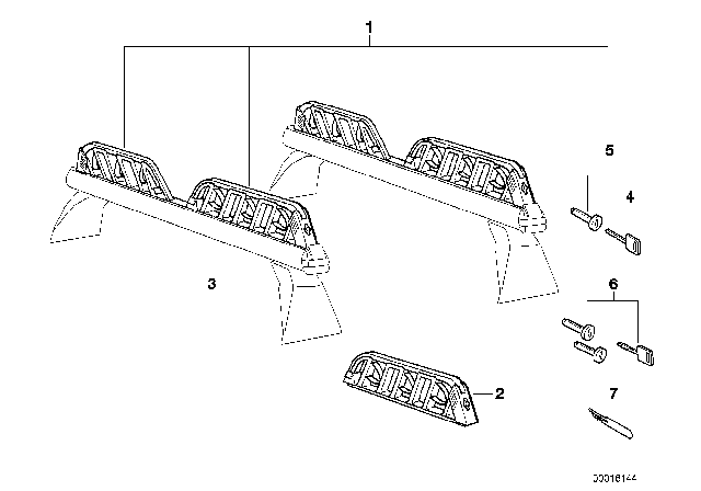 2004 BMW X5 Ski Carrier Diagram for 82729408998