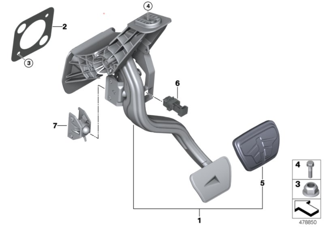 2019 BMW 530i xDrive Pedal Assembly, Automatic Transmission Diagram 2