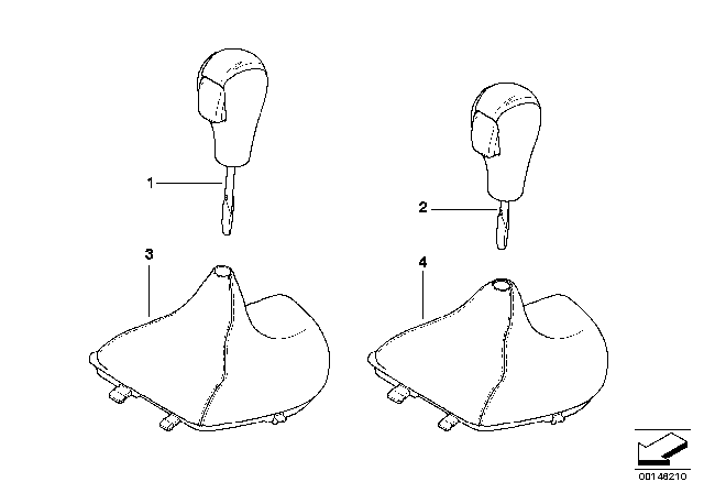 2008 BMW 128i Selector Lever Handles / Covers Diagram