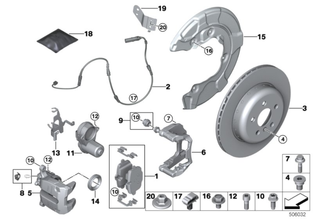2019 BMW 330i Rear Wheel Brake, Brake Pad Sensor Diagram 2