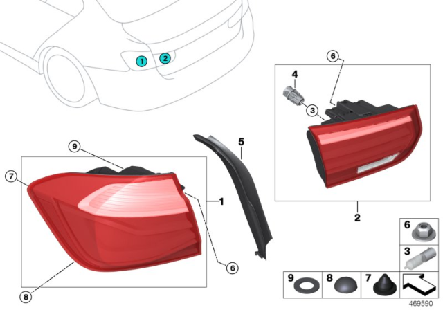 2016 BMW M3 Rear Light In Trunk Lid, Right Diagram for 63217369122